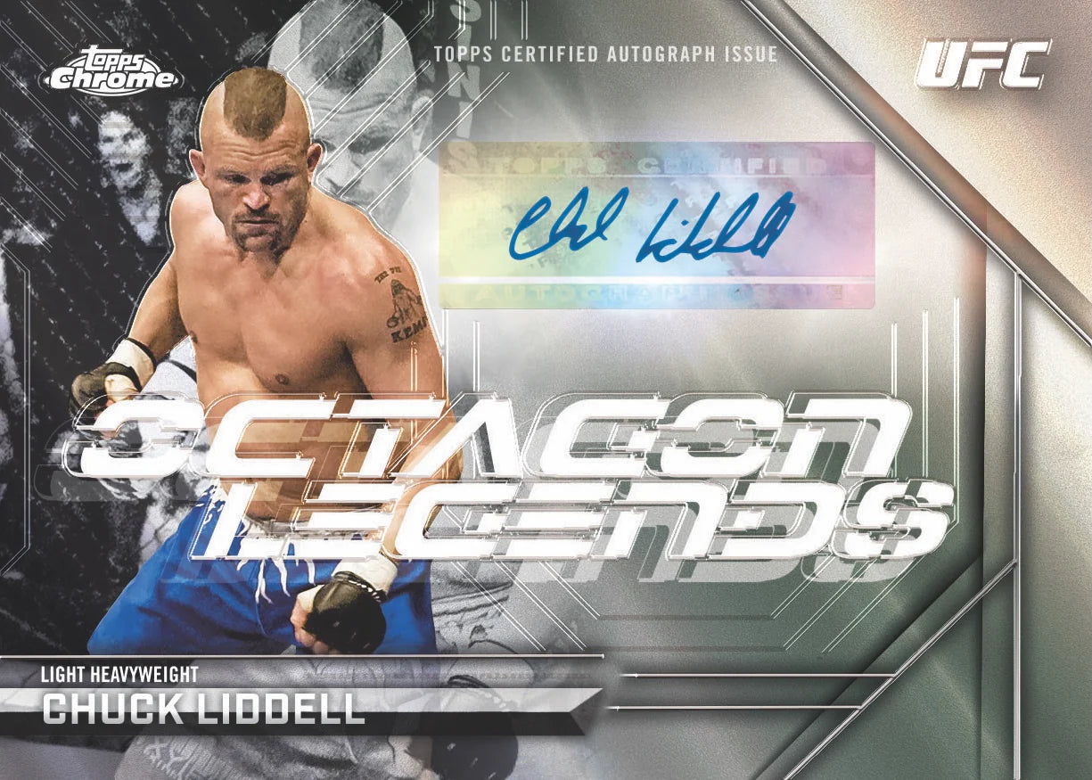 UFC trading card featuring Chuck Liddell with autograph and branding elements.