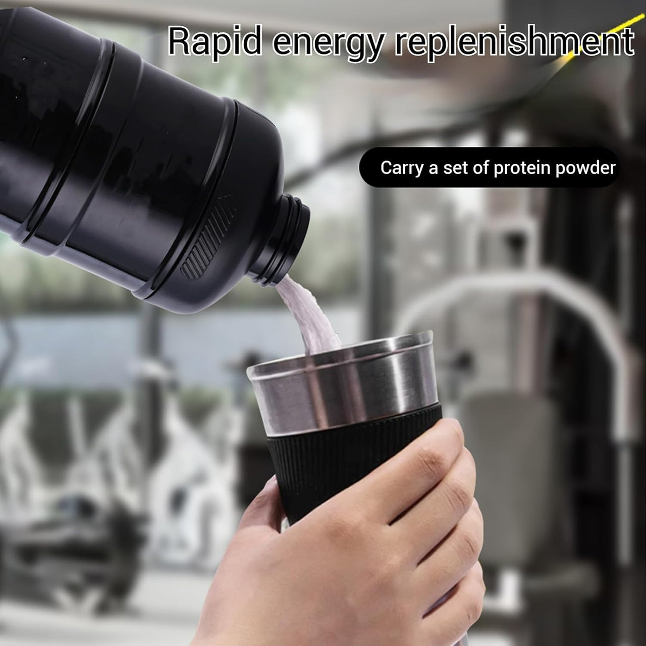 STACKABLE PROTEIN AND SUPPLEMENT CONTAINER WITH FUNNEL
