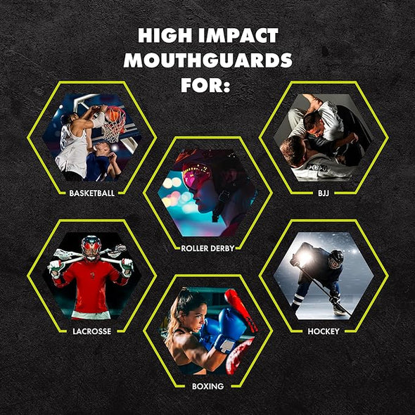 Damage Control High Impact Fear None Mouthguard with black and white design, ideal for boxing, MMA, Muay Thai and other sports.