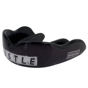 Damage Control High Impact Hustle Mouthguard with black and white design, ideal for boxing, MMA, Muay Thai and other sports.
