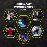 Damage Control High Impact Nerd Mouthguard with black and white design, ideal for boxing, MMA, Muay Thai and other sports.
