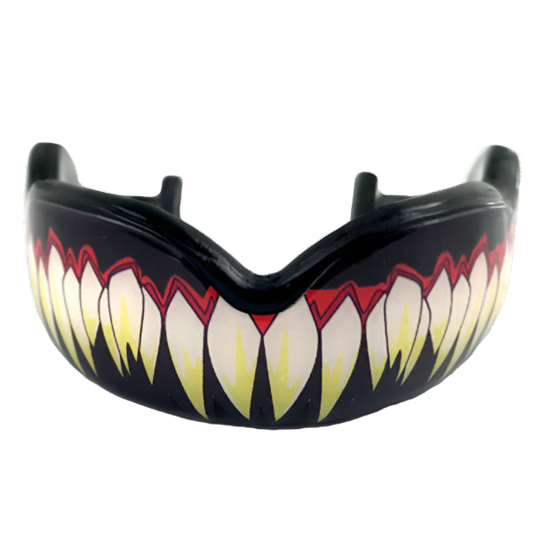 Damage Control High Impact Hustle Mouthguard with black and white design, ideal for boxing, MMA, Muay Thai and other sports.