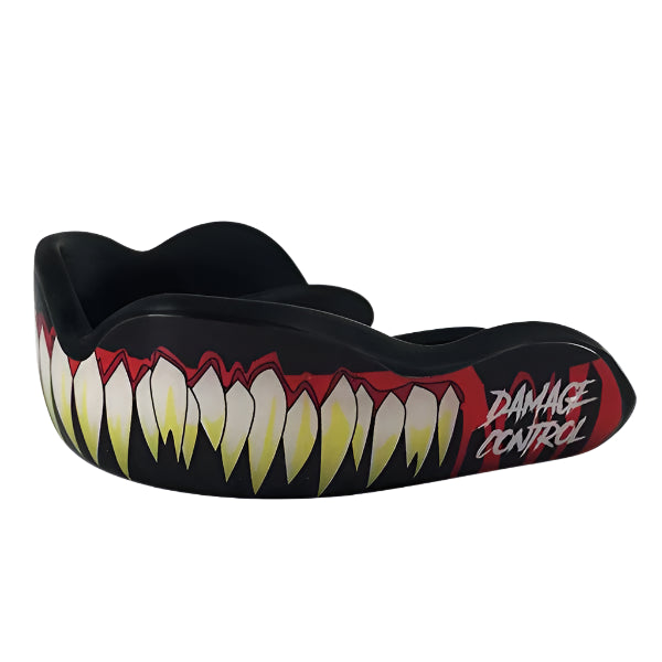 Damage Control High Impact Hustle Mouthguard with black and white design, ideal for boxing, MMA, Muay Thai and other sports.