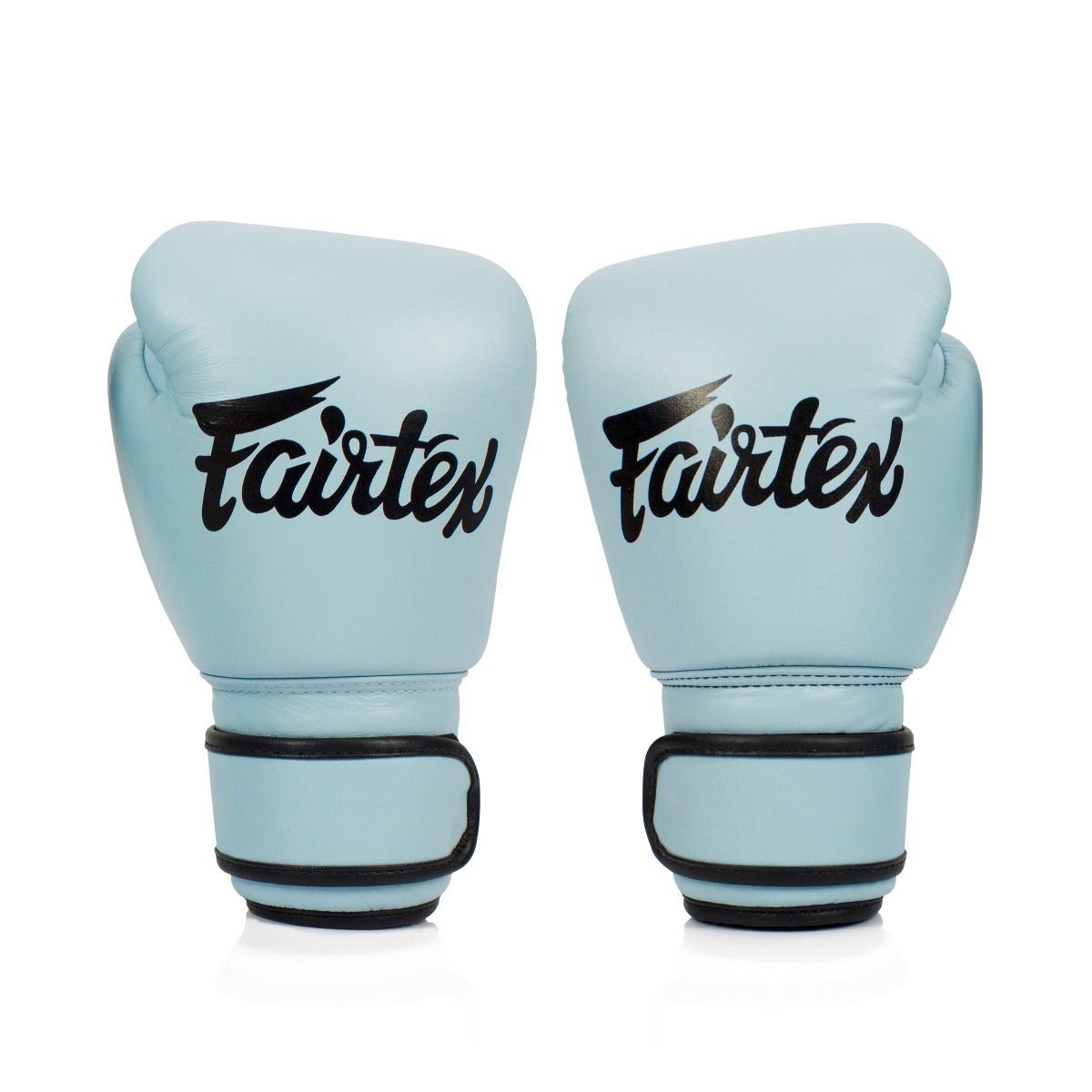 Fairtex bgv20 baby blue genuine leather boxing gloves for muay thai and boxing training, premium handcrafted gloves offering comfort, style, and durability for sparring and padwork.