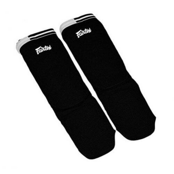 Fairtex elastic soft cloth shin pads SPE1 for Muay Thai and MMA training durable lightweight shin protection