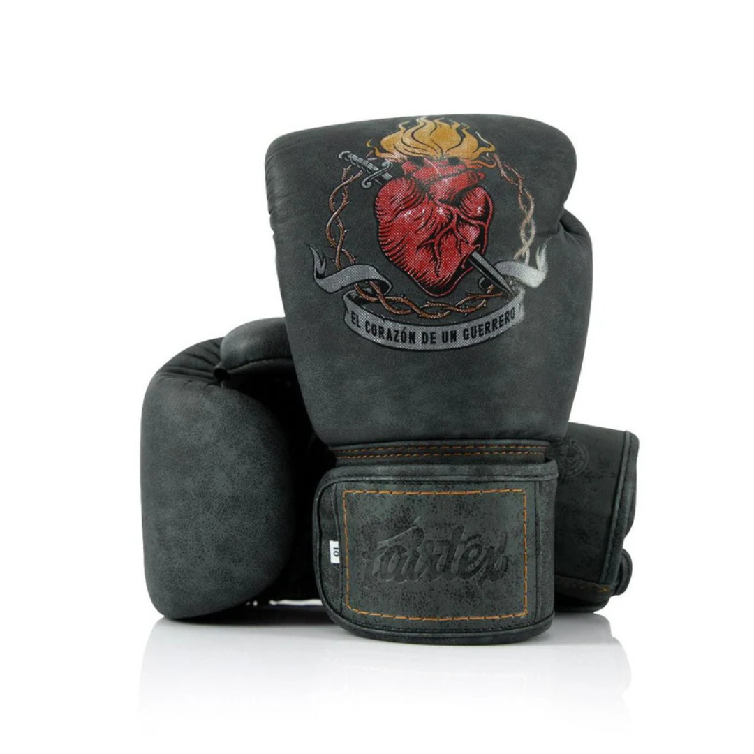 fairtex bgv premium heart of a warrior boxing gloves – handcrafted leather gloves with warrior artwork, ideal for muay thai and boxing training sessions