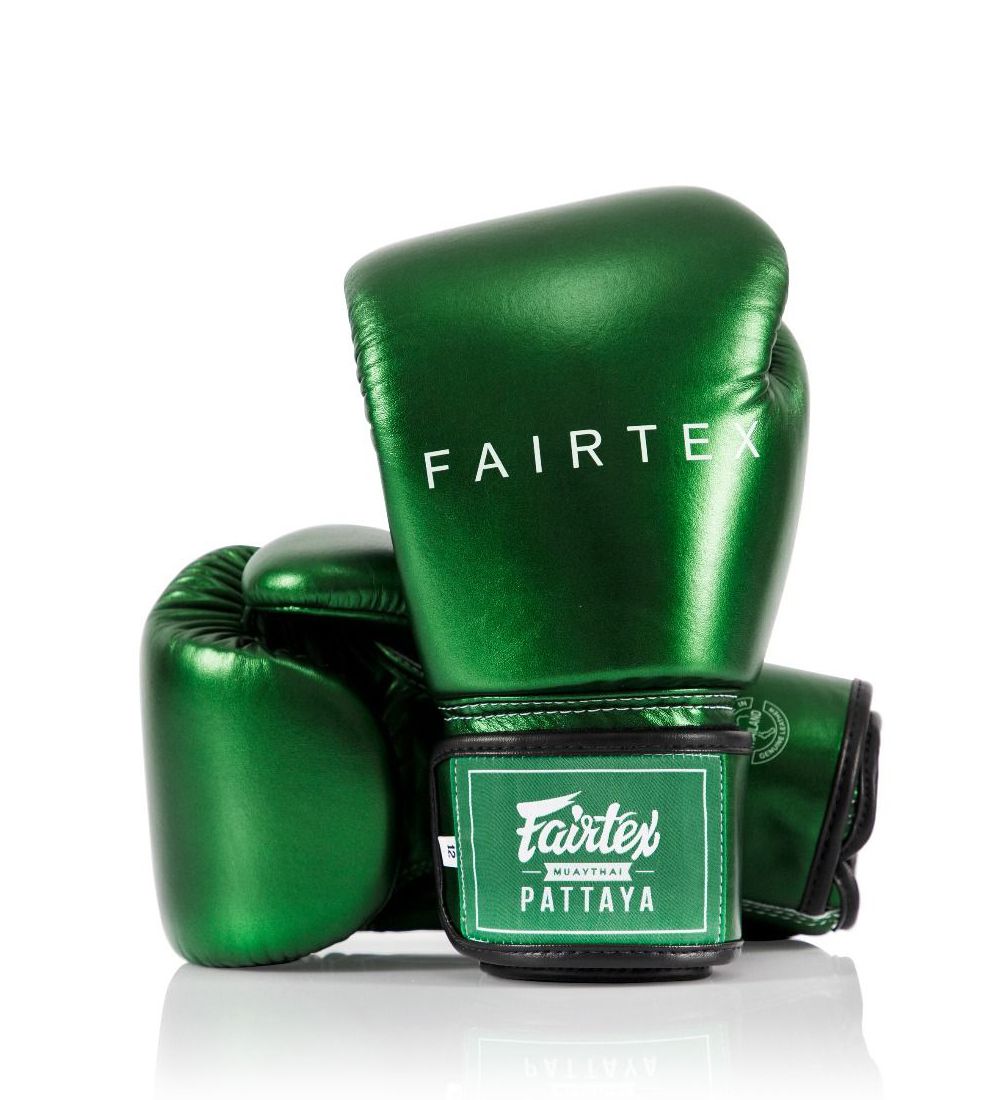 Fairtex bgv22 metallic boxing gloves in premium finish for muay thai and boxing, ideal for pad work, bag work, and sparring, high-performance training gloves