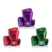 Fairtex bgv22 metallic boxing gloves in premium finish for muay thai and boxing, ideal for pad work, bag work, and sparring, high-performance training gloves