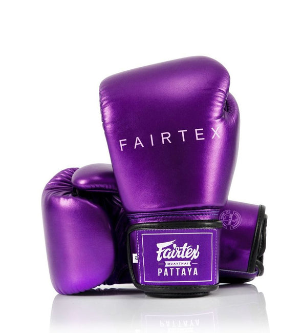 Fairtex bgv22 metallic boxing gloves in premium finish for muay thai and boxing, ideal for pad work, bag work, and sparring, high-performance training gloves