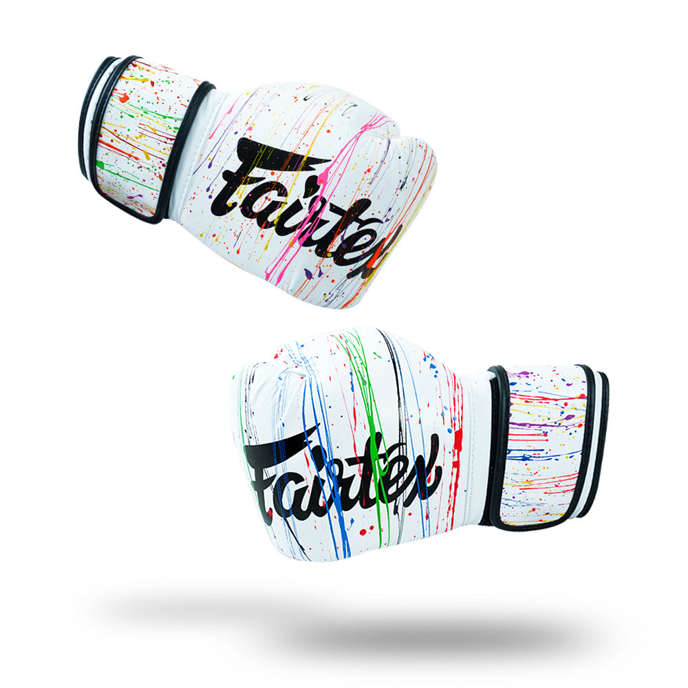 Fairtex painter boxing gloves bgv14pt with unique brushstroke design, ideal for muay thai and boxing training, premium quality gloves for fighters and athletes