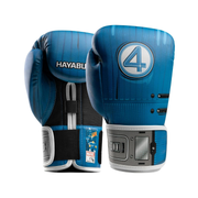 Blue boxing gloves with 'Hayabusa' branding on a white background