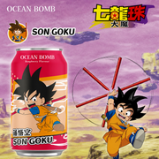 Canned drink with Son Goku design on a colorful background