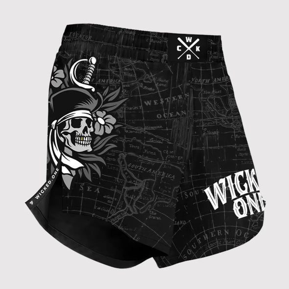wicked1 element hacker mma shorts black with futuristic graphic for fight training