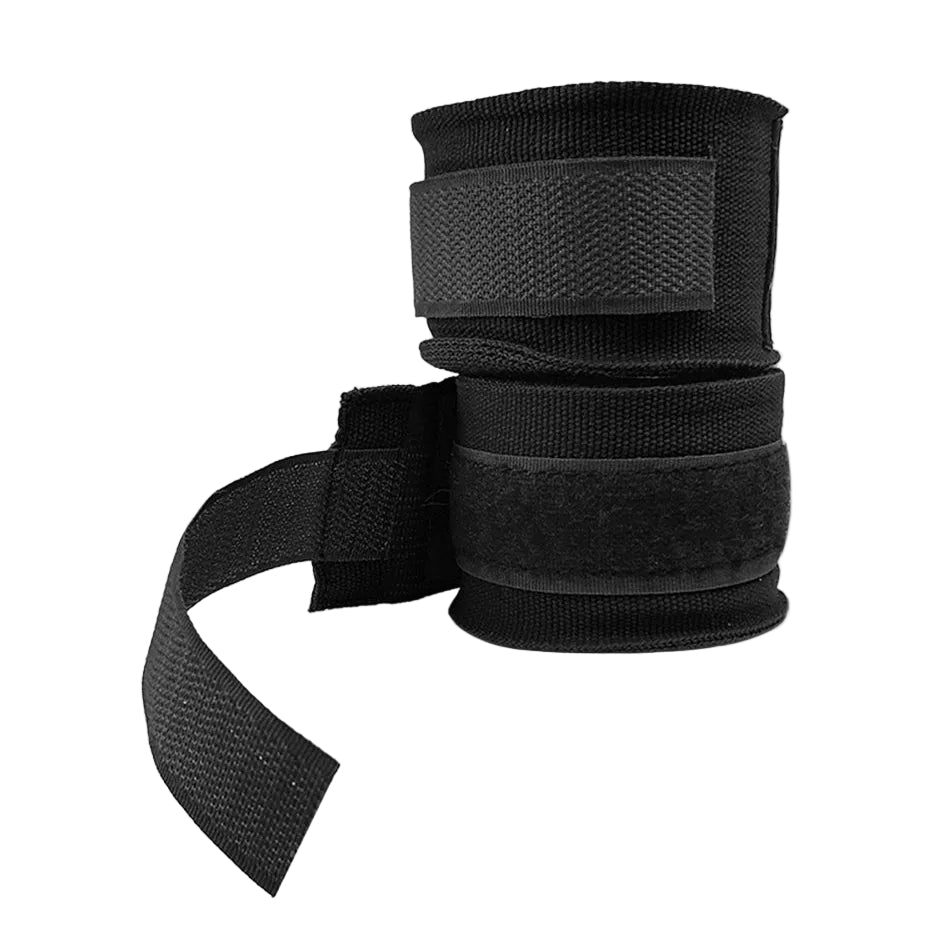 Black wrist wrap on a light gray background