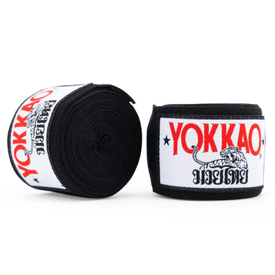 Yokkao boxing hand wraps on a white background