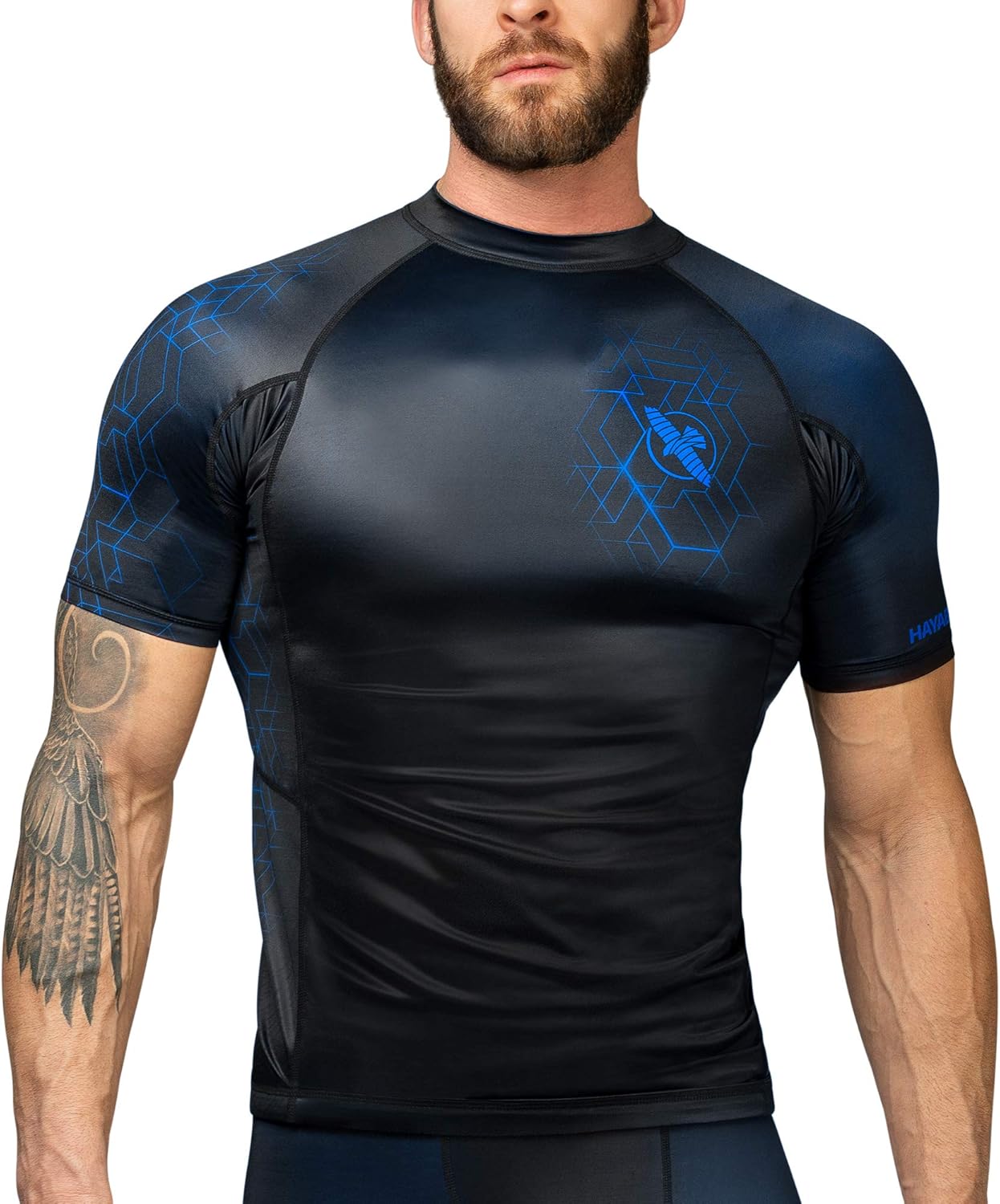 hayabusa geo short sleeve rash guard for bjj mma training grappling compression top