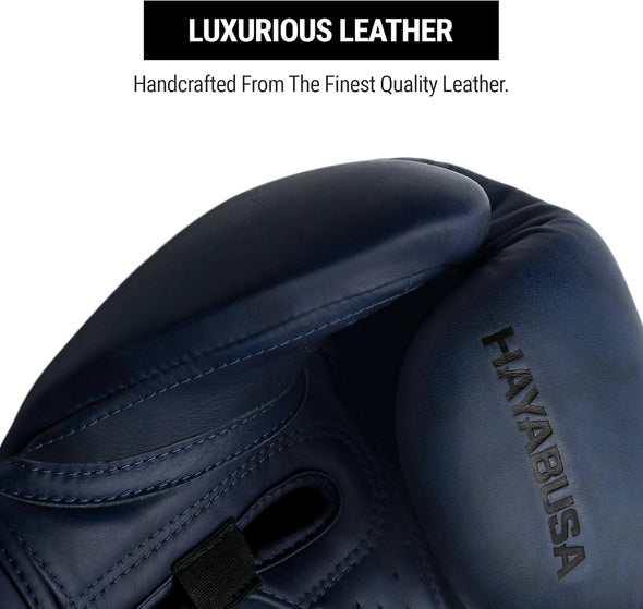 Hayabusa leather product with 'Luxurious Leather' text on a white background