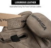 Brown boxing gloves with 'Hayabusa' branding on a white background