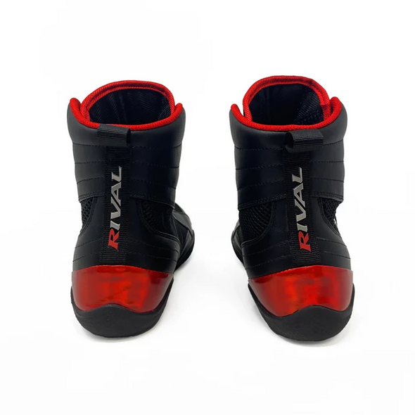 Rival RSX-Guerrero Deluxe boxing boots with mid-top design, breathable mesh sides, and durable rubber outsole for optimal traction in the ring.