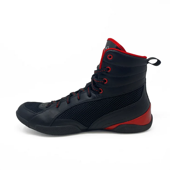 Rival RSX-Guerrero Deluxe boxing boots with mid-top design, breathable mesh sides, and durable rubber outsole for optimal traction in the ring.