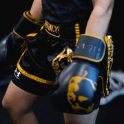 The Legacy Golden Frank Boxing Gloves and The Golden Era Muay Thai Shorts.
