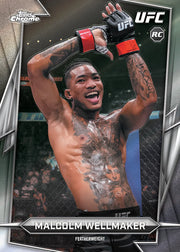 UFC trading card featuring a fighter with 'Topps Chrome' and 'UFC' branding.