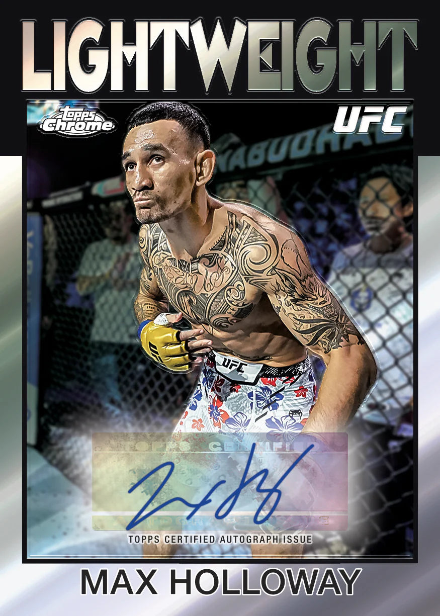 UFC fighter Max Holloway trading card with signature and branding
