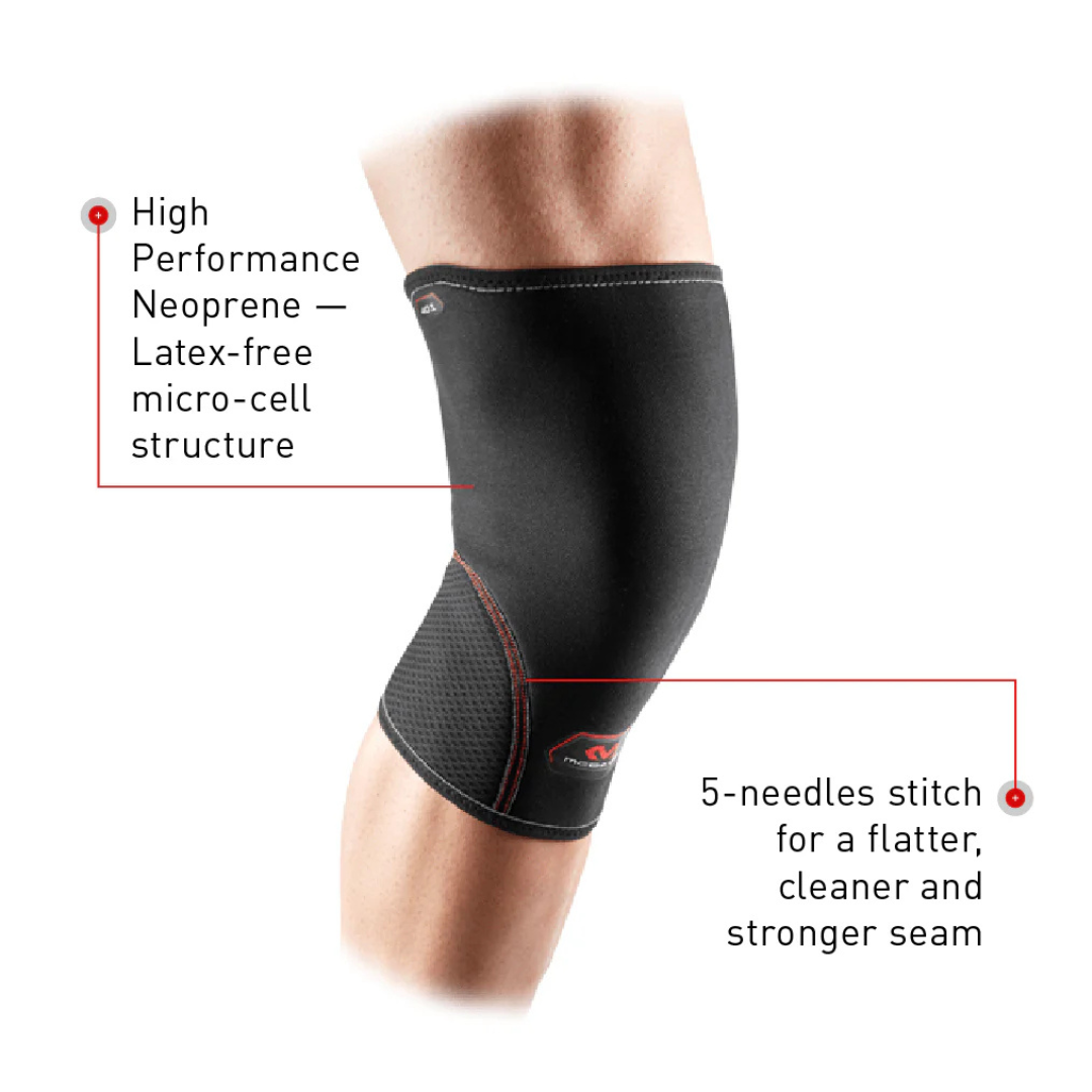 McDavid knee sleeve providing lightweight compression and support for minor knee pain and injury prevention