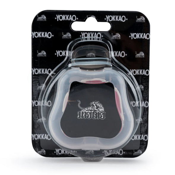 Black and clear dog muzzle in packaging with YOKKAO branding