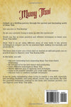 Back cover of a book about Muay Thai with text and a barcode.