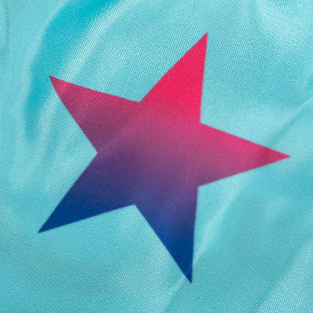 Red star on a blue fabric background