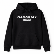 Black hoodie with 'NAKMUAY LEGACY' text on a white background