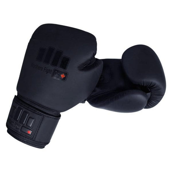 North Fight Co Matte Black Boxing Gloves – Sleek, durable gloves with secure wrist support and layered padding for boxing, Muay Thai, and kickboxing training.
