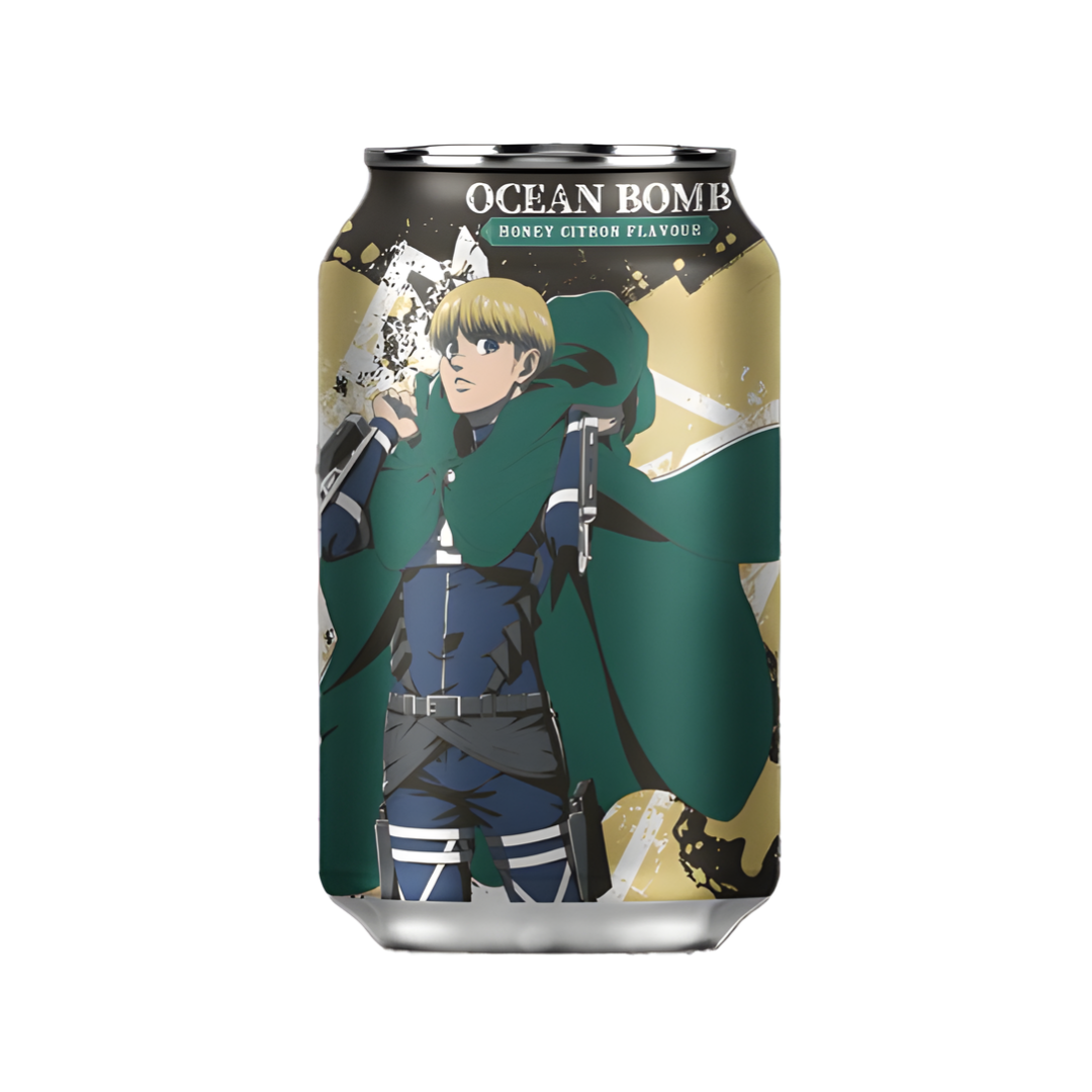 Can of Ocean Bomb with anime character design on a white background