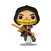 Funko Pop! vinyl figure of a character with a gold mask and black outfit on a white background