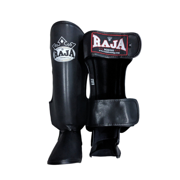 Raja Classic Standard Shin Guards RSG-1 for Muay Thai and kickboxing training, featuring durable construction and full shin protection.