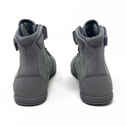 Pair of gray high-top shoes on a white background