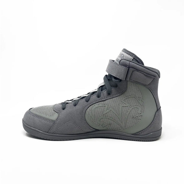 Gray high-top sneaker on a white background