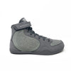 Gray high-top sneaker with 'Rival' branding on a white background