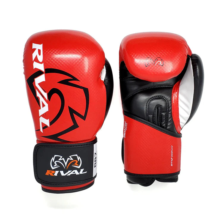 rival rb7 fitness plus bag gloves – synthetic leather boxing gloves with layered foam padding, mesh palm, and hook-and-loop wrist strap for fitness training