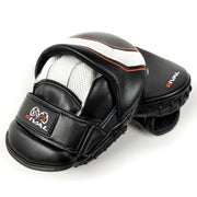 Rival RPM1 Ultra Punch Mitts – Compact Black and White Boxing Focus Pads with Ergonomic Grip