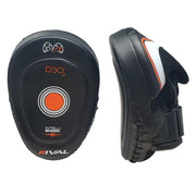 Rival RPM10 Intelli-Shock Punch Mitts – Black and Red Boxing Mitts with Shock Absorbing Foam and Curved Design