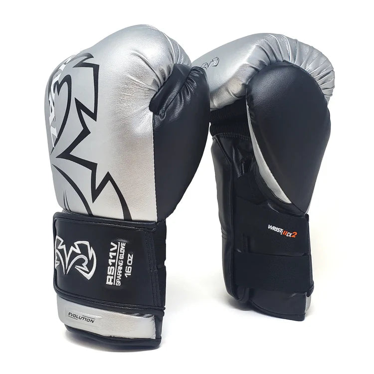 Rival rs11v evolution sparring gloves – high-performance boxing gloves featuring extra-thick layered foam padding, v-strap wrist lock system, and 15-degree angle cuff for enhanced protection and support during intense sparring sessions