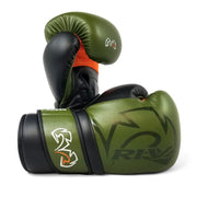 Rival RS80V Impulse Sparring Gloves featuring super-resistant microfiber construction, low-density molded foam padding, and angled Ergo Strap System for enhanced boxing training.