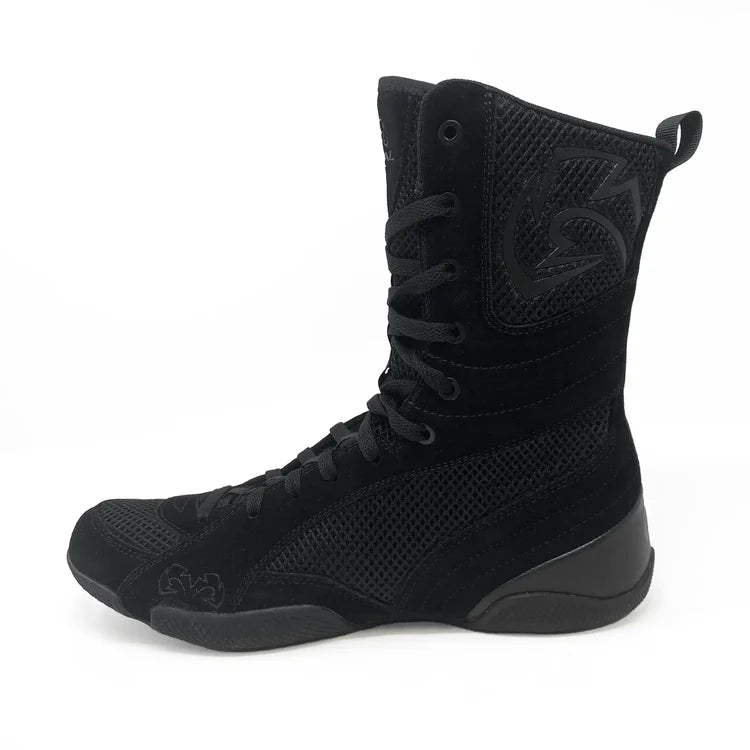 Rival RSX-Guerrero 03 high-top boxing boots with suede or PU upper, breathable mesh sides, and durable rubber outsole for optimal performance in the ring.