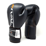 Black boxing gloves with 'Rival' branding on a white background