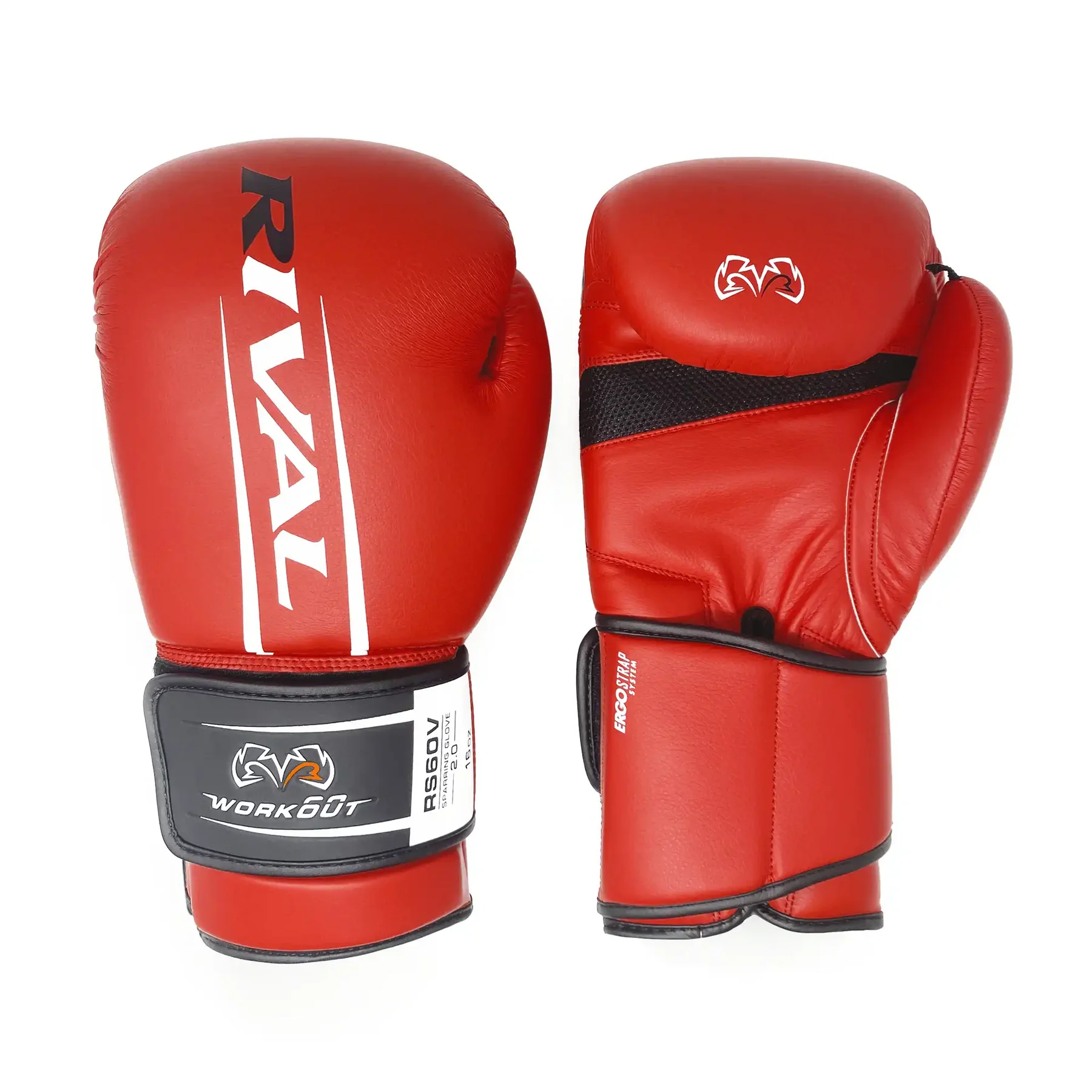 Red boxing gloves with 'Rival' branding on a white background