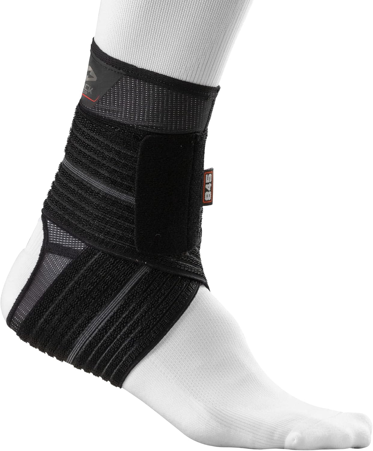 Shock Doctor ankle sleeve with adjustable compression wrap providing moderate support for ankle injuries