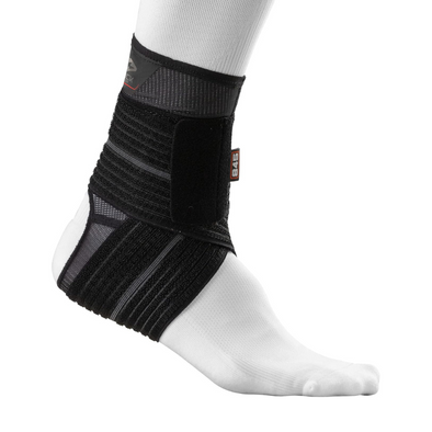 Shock Doctor ankle sleeve with adjustable compression wrap providing moderate support for ankle injuries