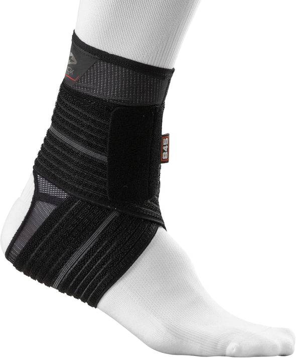 Shock Doctor ankle sleeve with adjustable compression wrap providing moderate support for ankle injuries